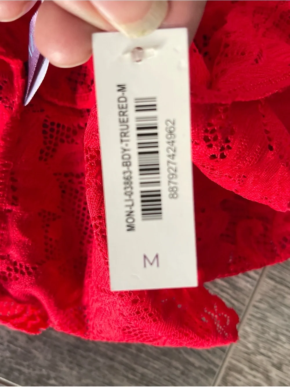 Adore Me Red Floral Lace Halter Teddy - Picture 3 of 6